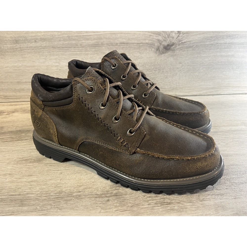 Skechers Leather Memory Foam Chukka Boots Shoes Lace Up Brown Mens Size 11